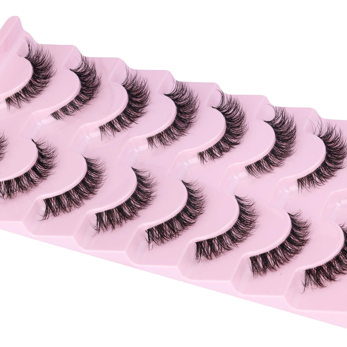 GVEFETIEE Cat Eye Lashes laid out showing all 8 pairs