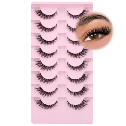 GVEFETIEE False Eyelashes Fox Eye 8 Pairs Pack front view