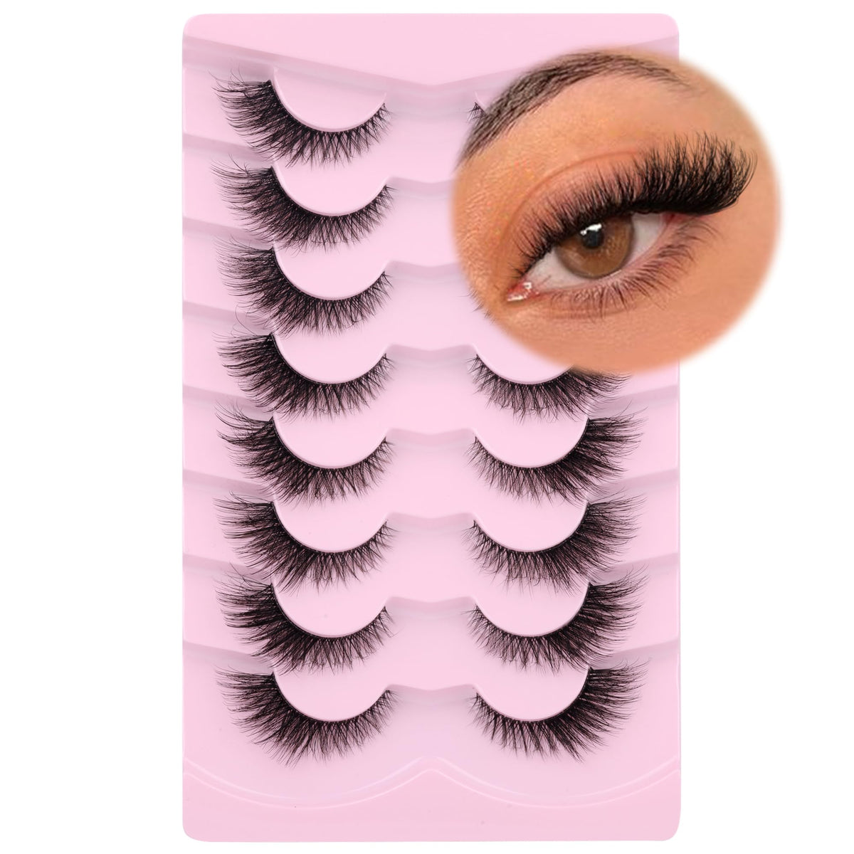 GVEFETIEE Fox Eye Lashes 8 Pairs front view