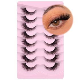 GVEFETIEE Fox Eye Lashes 8 Pairs front view