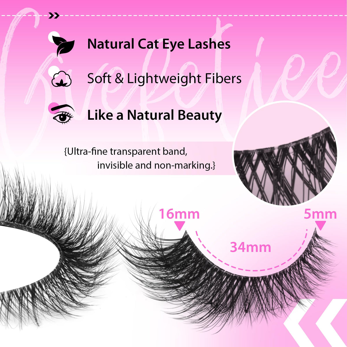 GVEFETIEE Fox Eye Lashes packaging display