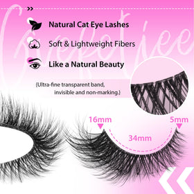 GVEFETIEE Fox Eye Lashes packaging display