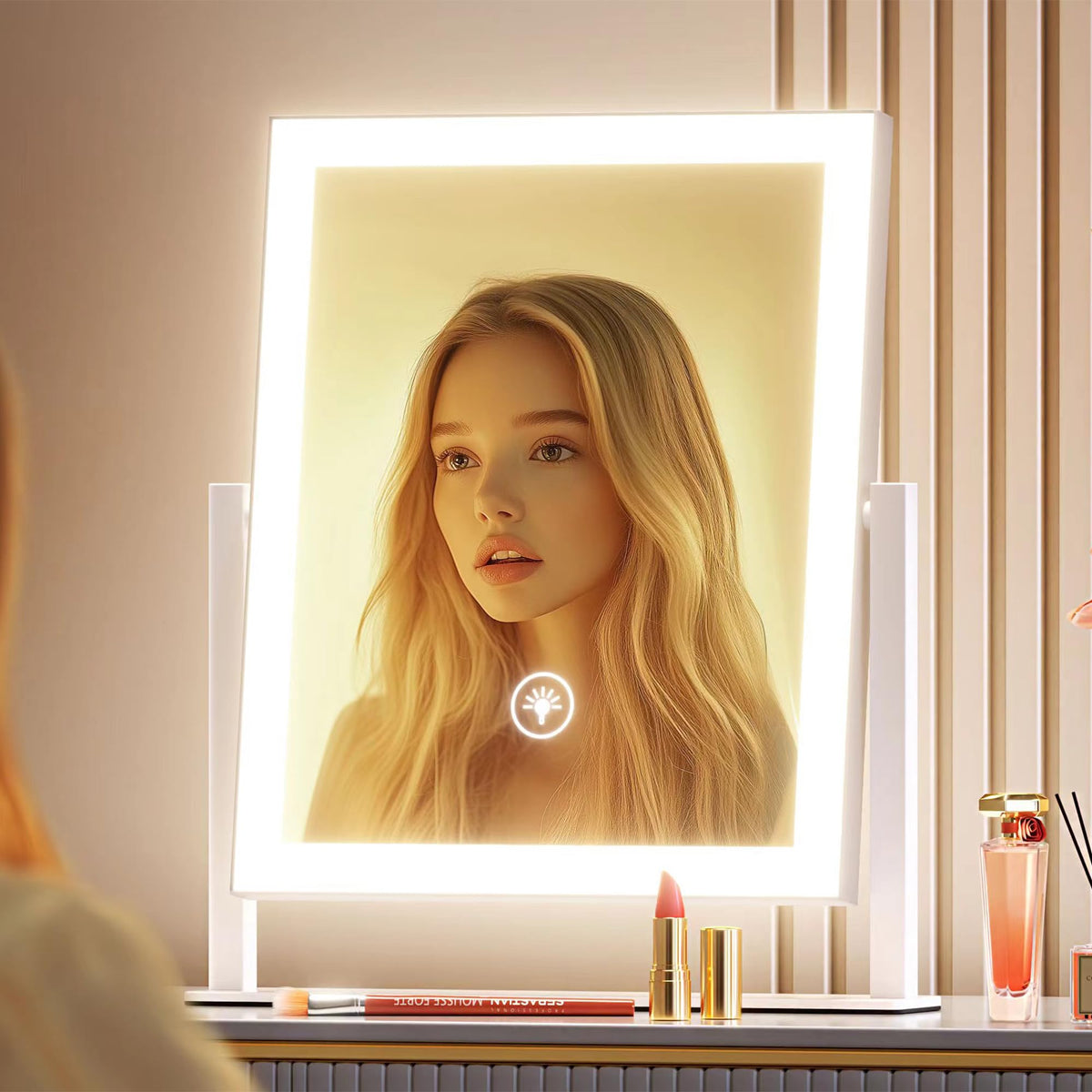 Gvnkvn 15.2" lighted makeup mirror front view with 120 LED lights