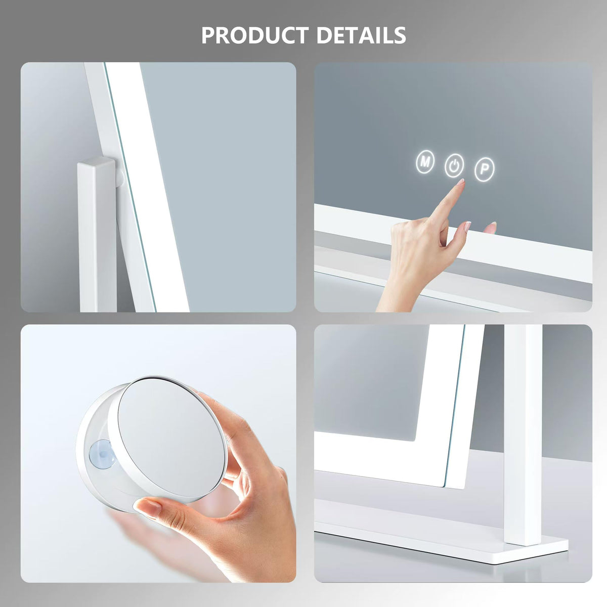 Gvnkvn 15.2" lighted makeup mirror showing cold light mode
