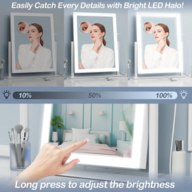 Gvnkvn 15.2" lighted makeup mirror with 360° rotation feature
