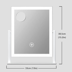 Gvnkvn 15.2" lighted makeup mirror with detachable 10X magnification
