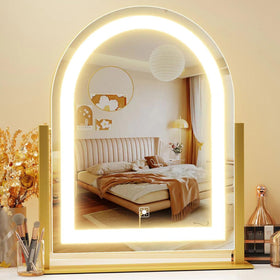 Gvnkvn Arched Makeup Vanity Mirror front view with lights