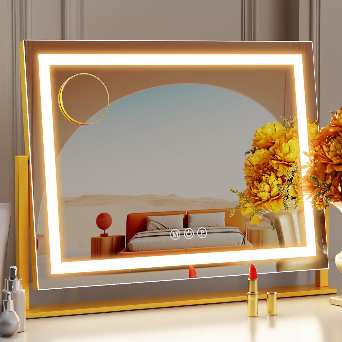 Gvnkvn Lighted Makeup Mirror 17.3" front view with lights