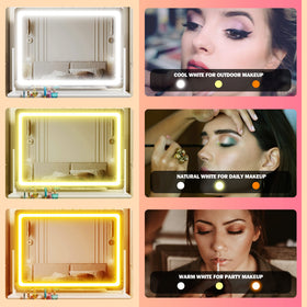 Gvnkvn Lighted Makeup Mirror displaying warm light setting