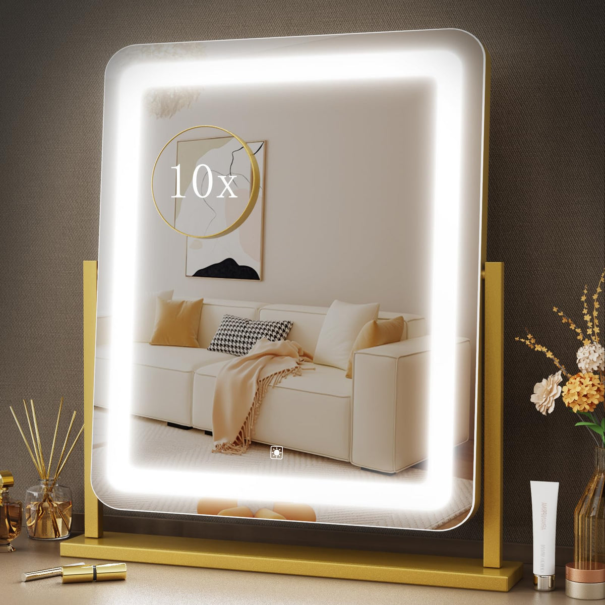 Gvnkvn Lighted Makeup Mirror front view with 120 LED lights