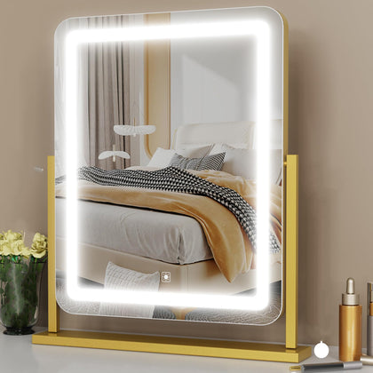 Gvnkvn Lighted Makeup Mirror front view with bright lights