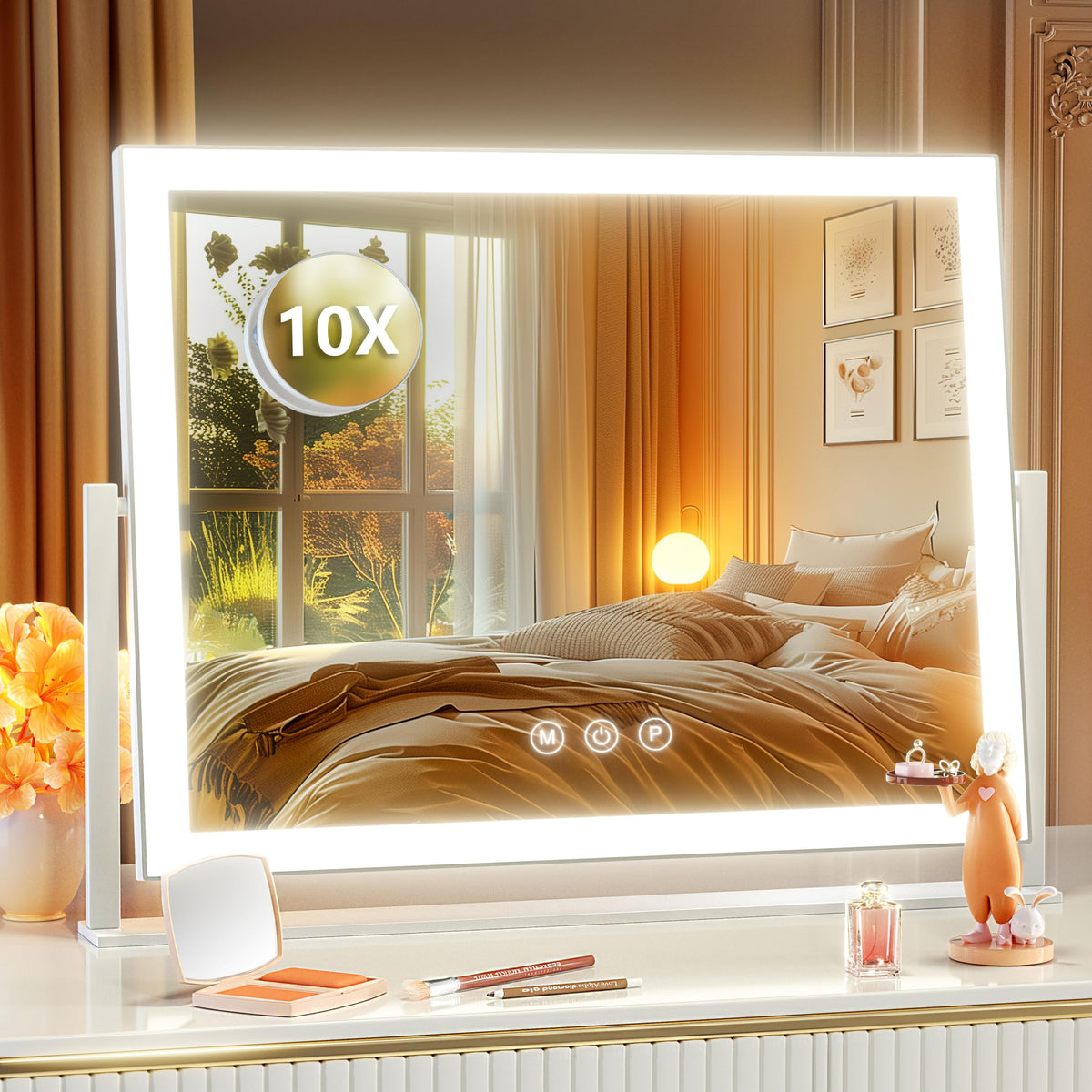 Gvnkvn Lighted Makeup Mirror front view with LED lights