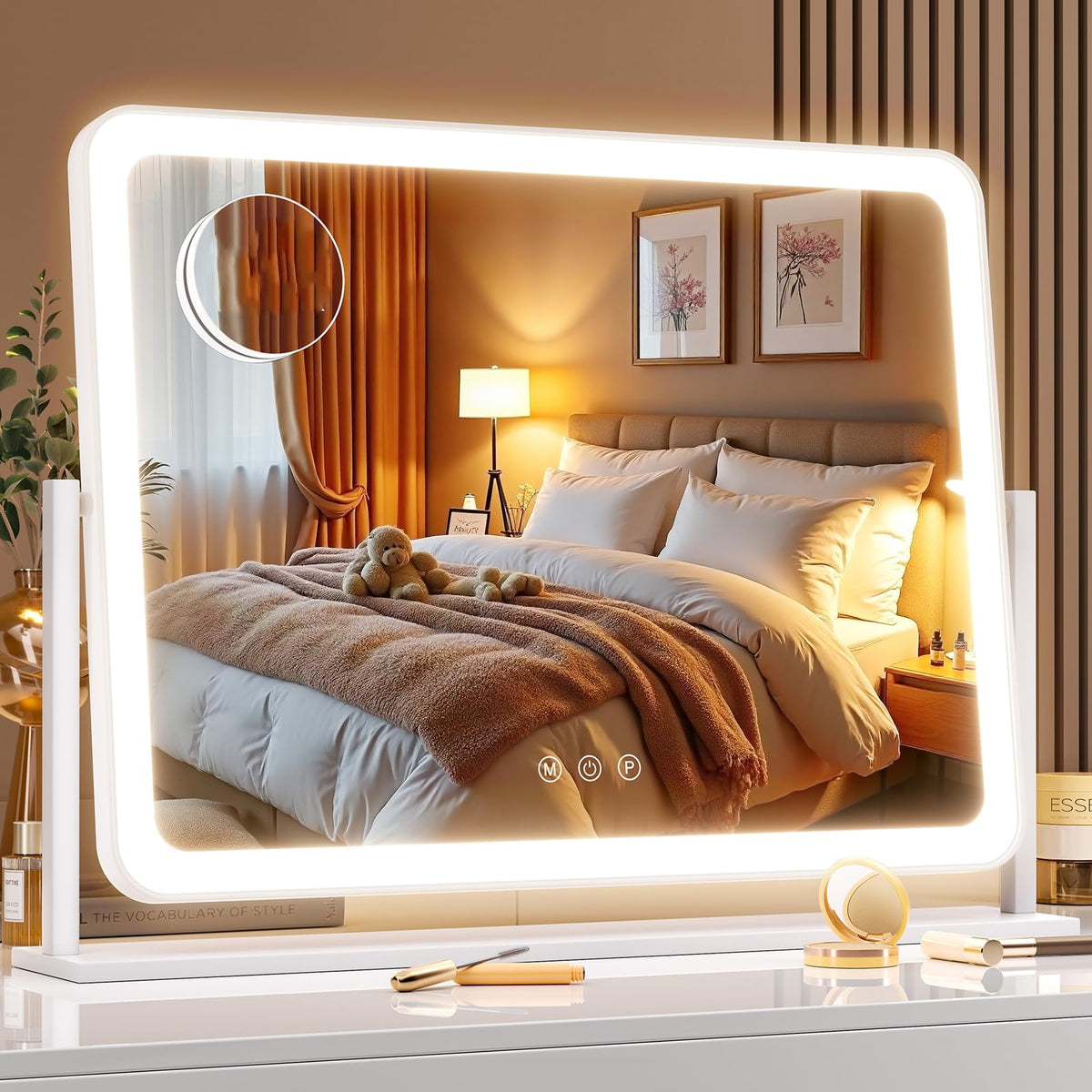 Gvnkvn Lighted Makeup Mirror front view with LED lights