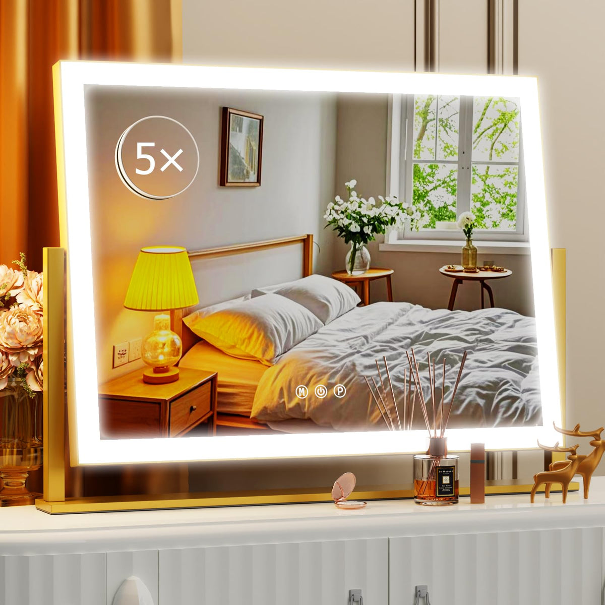 Gvnkvn Lighted Makeup Mirror front view with lights
