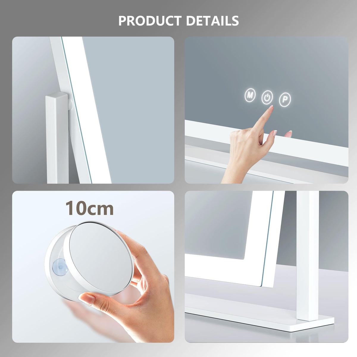 Gvnkvn Lighted Makeup Mirror showcasing cold light mode