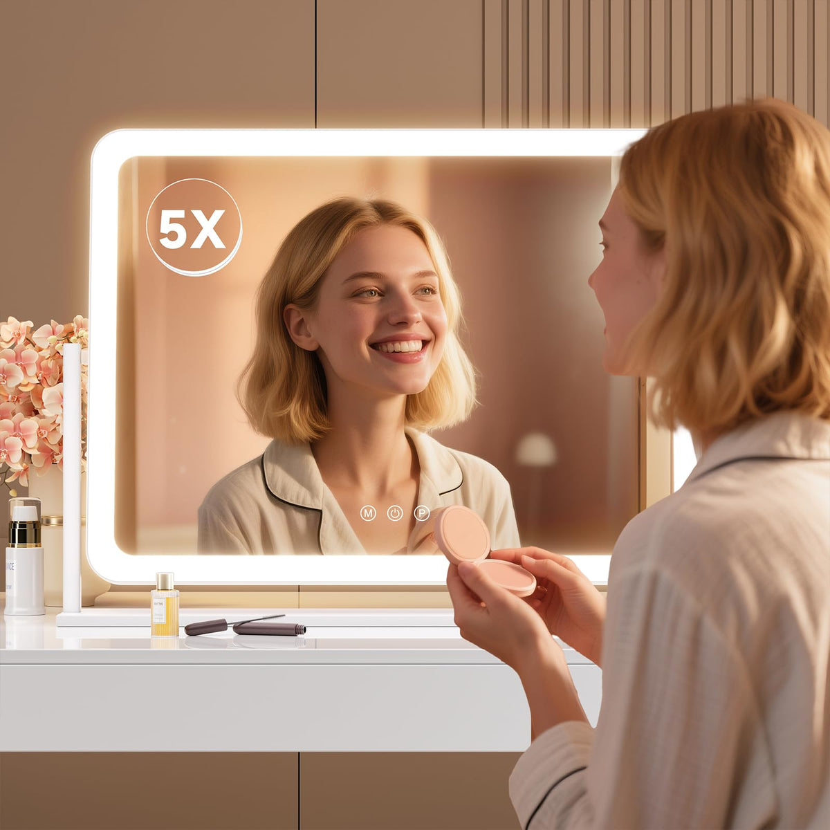 Gvnkvn Lighted Makeup Mirror showcasing daylight mode