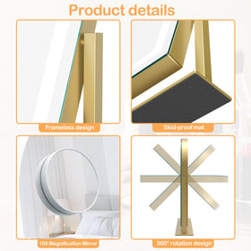 Gvnkvn Lighted Makeup Mirror with detachable 5X magnification
