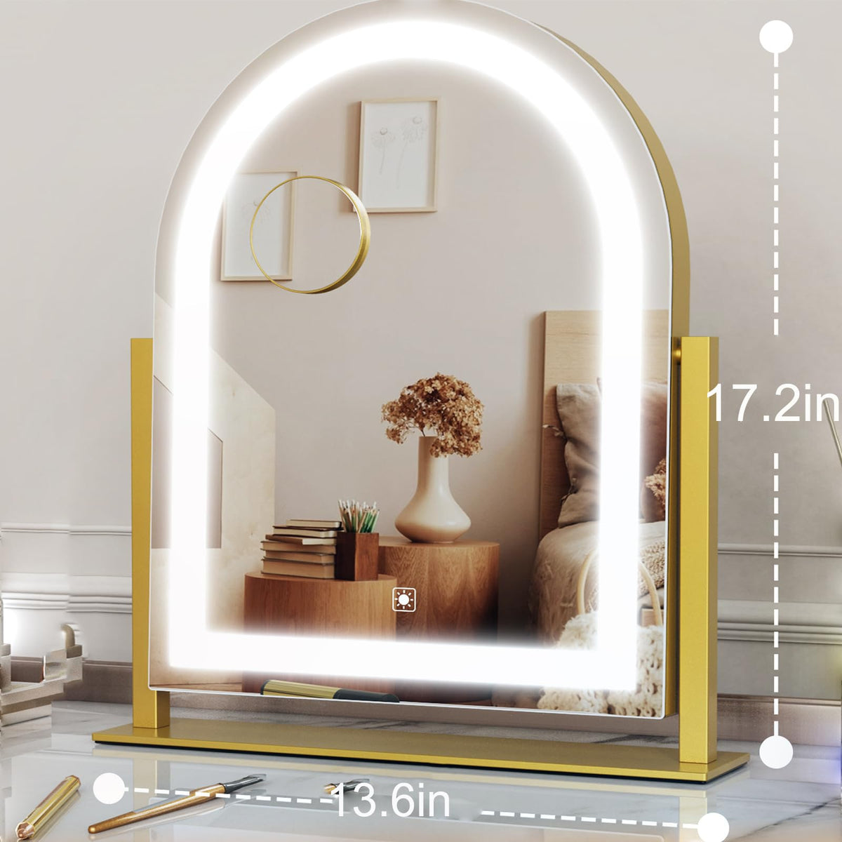 Gvnkvn Makeup Mirror showing 10X magnification detail