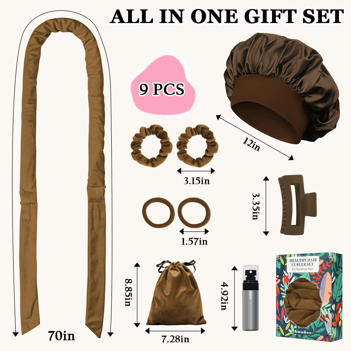 Gwabee Velvet Heatless Curls headband neatly packaged in gift box