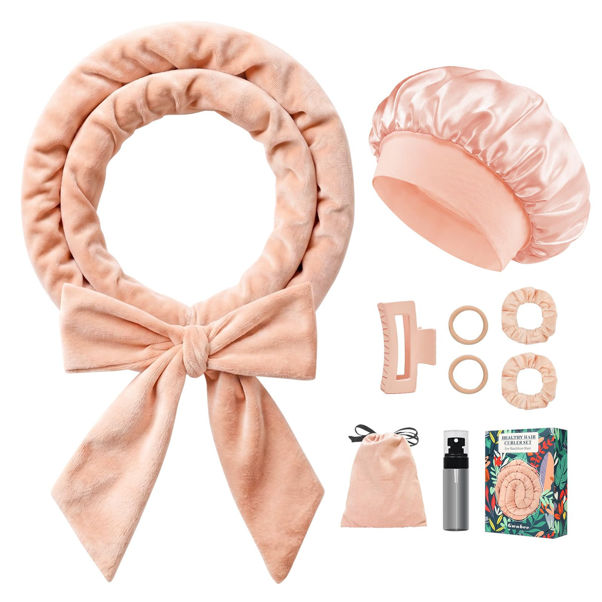 Gwabee Velvet Heatless Curls Overnight Hair Curlers set with accessories