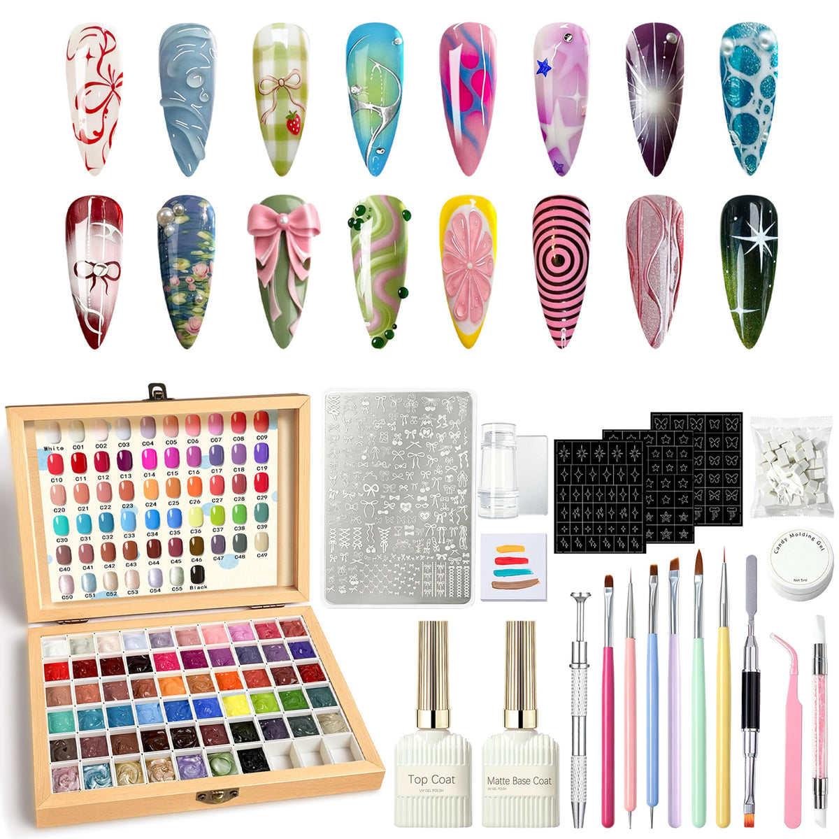 GZIXBDA 57 Colours Patting Gel Polish Palette Kit front view