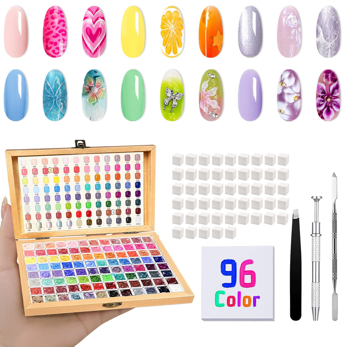 GZIXBDA 96 Colors Patting Gel Polish Palette Kit front view