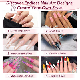 GZIXBDA gel polish palette showcasing multiple nail art styles