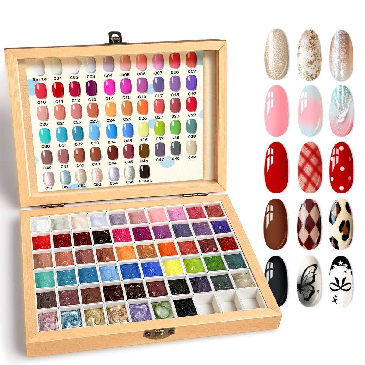 GZIXBDA Patting Gel Polish Palette Kit front view with 57 colours