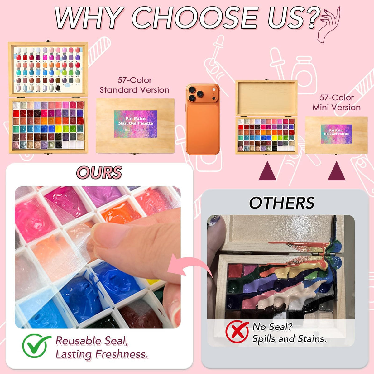 GZIXBDA Patting Gel Polish Palette open showing gel sections