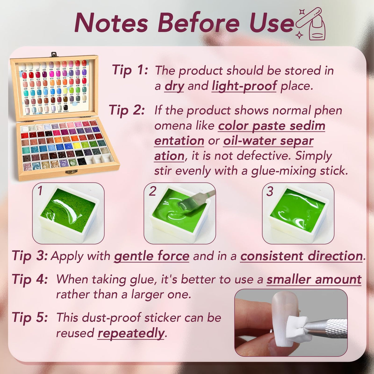 GZIXBDA Patting Gel Polish Palette with nail lamp