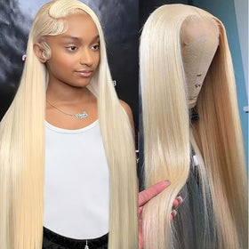 GZX 32 Inch Blonde 613 HD Lace Front Wig front view