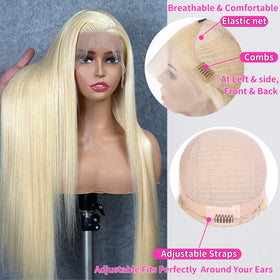 GZX 613 Blonde HD Lace Front Wig close-up of lace