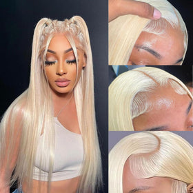 GZX 613 Blonde HD Lace Front Wig displayed with hair accessories