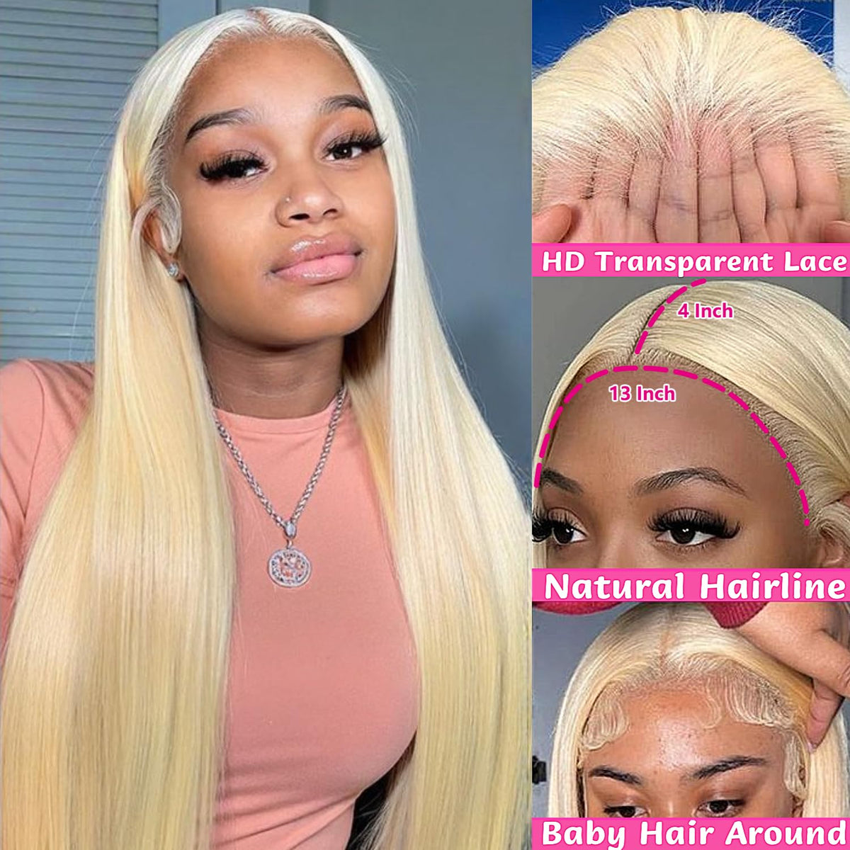 GZX 613 Blonde HD Lace Front Wig side view