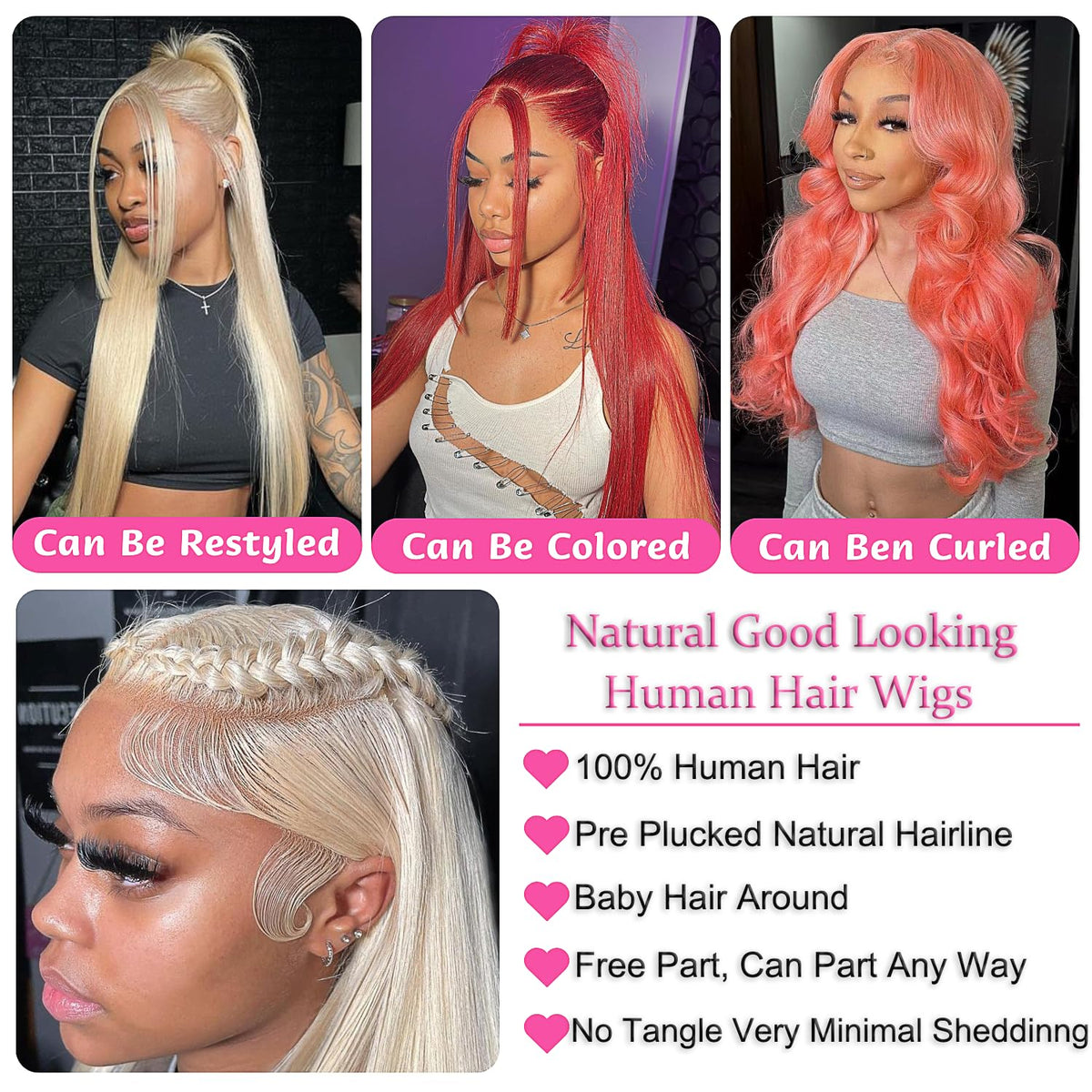 GZX 613 Lace Front Wig close-up of HD transparent lace