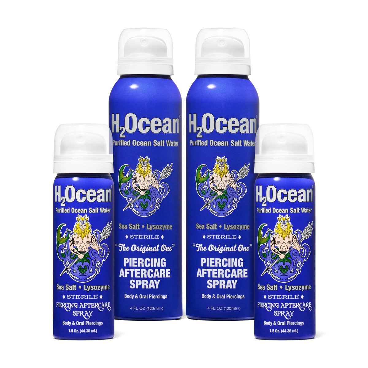 H2Ocean Piercing Aftercare Spray Bundle front view with packaging