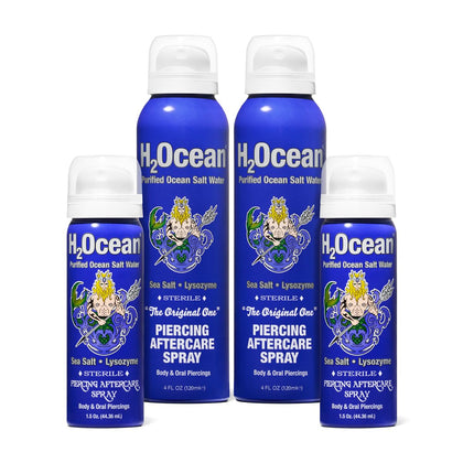 H2Ocean Piercing Aftercare Spray Bundle front view with packaging