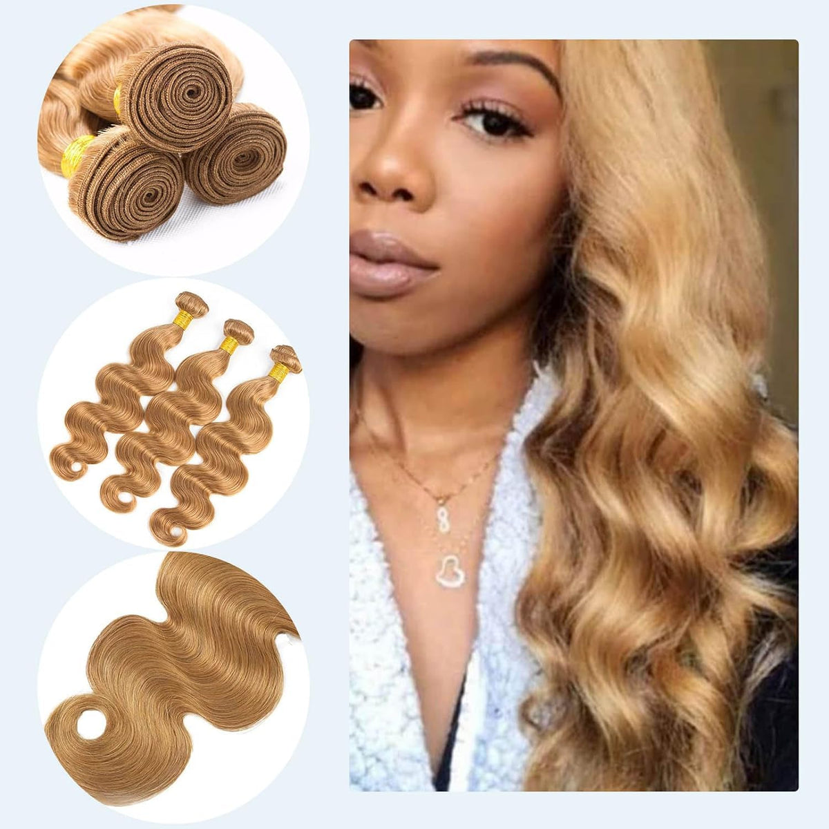 Habiliana Body Wave Human Hair Bundles styled in a wig