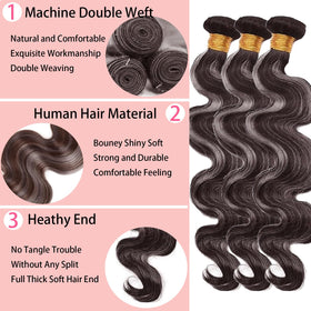 Habiliana Grey Body Wave Hair Bundle close-up
