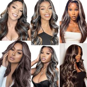 Habiliana Grey Body Wave Hair Bundle length comparison