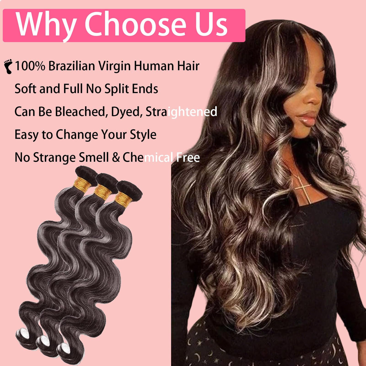 Habiliana Grey Body Wave Hair Bundle packaging