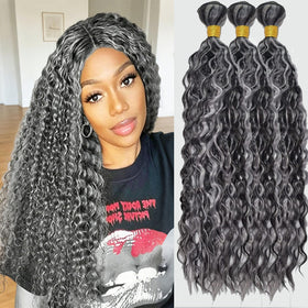 Habiliana Human Hair Bundles 20 Inch Jerry Curly Wave P1B/Grey front view