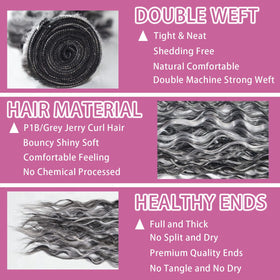 Habiliana Human Hair Bundles 22 Inch Jerry Curly Wave P1B/Grey side view