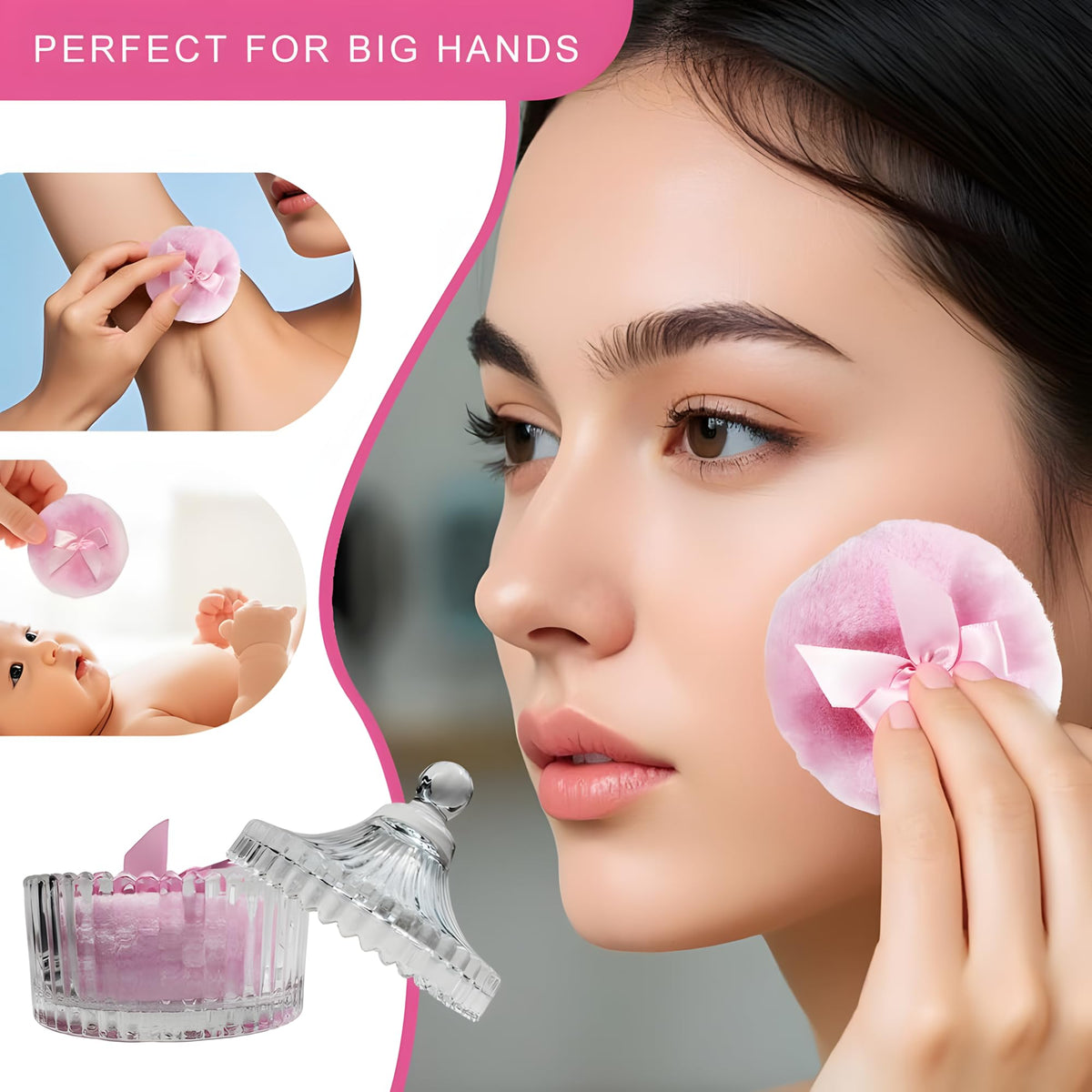 Habitable tree powder puff in hand for makeup application