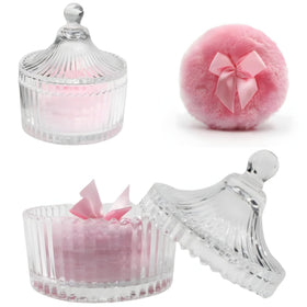 Habitable tree Powder Puff Set with two puffs and crystal container