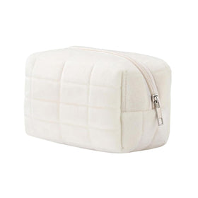 HABUAETY Y2K checked makeup bag front view with fluffy texture