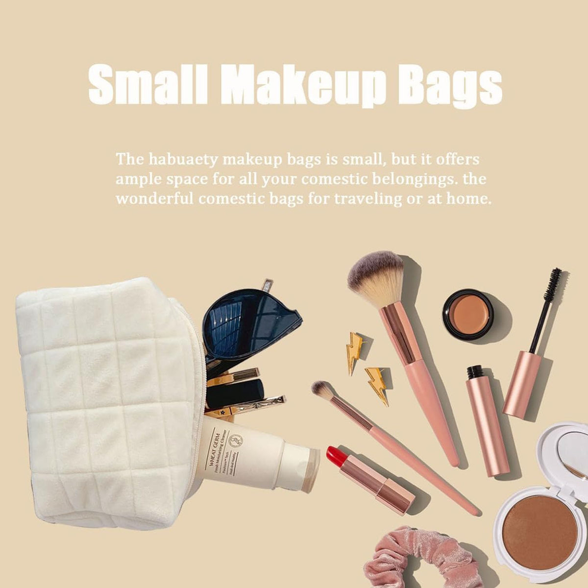 HABUAETY Y2K makeup bag showing compact size and checked pattern