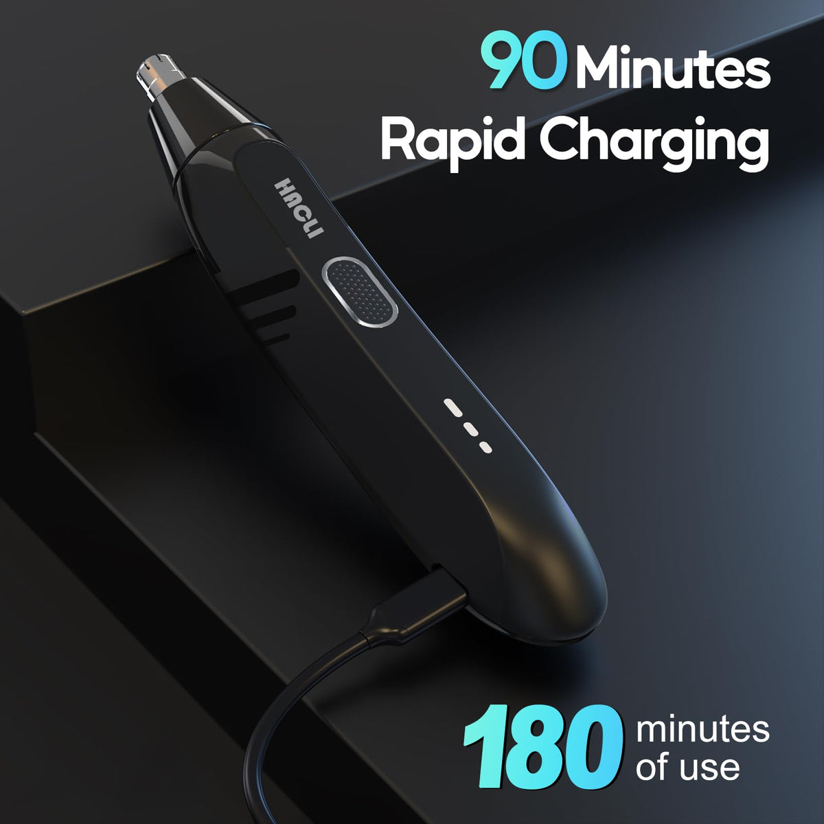 HACLI Nose Hair Trimmer with LED indicator and travel lock