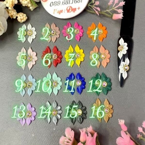 HaFLoNa 3D Poinsettia Flower Nail Charms close-up of five petals