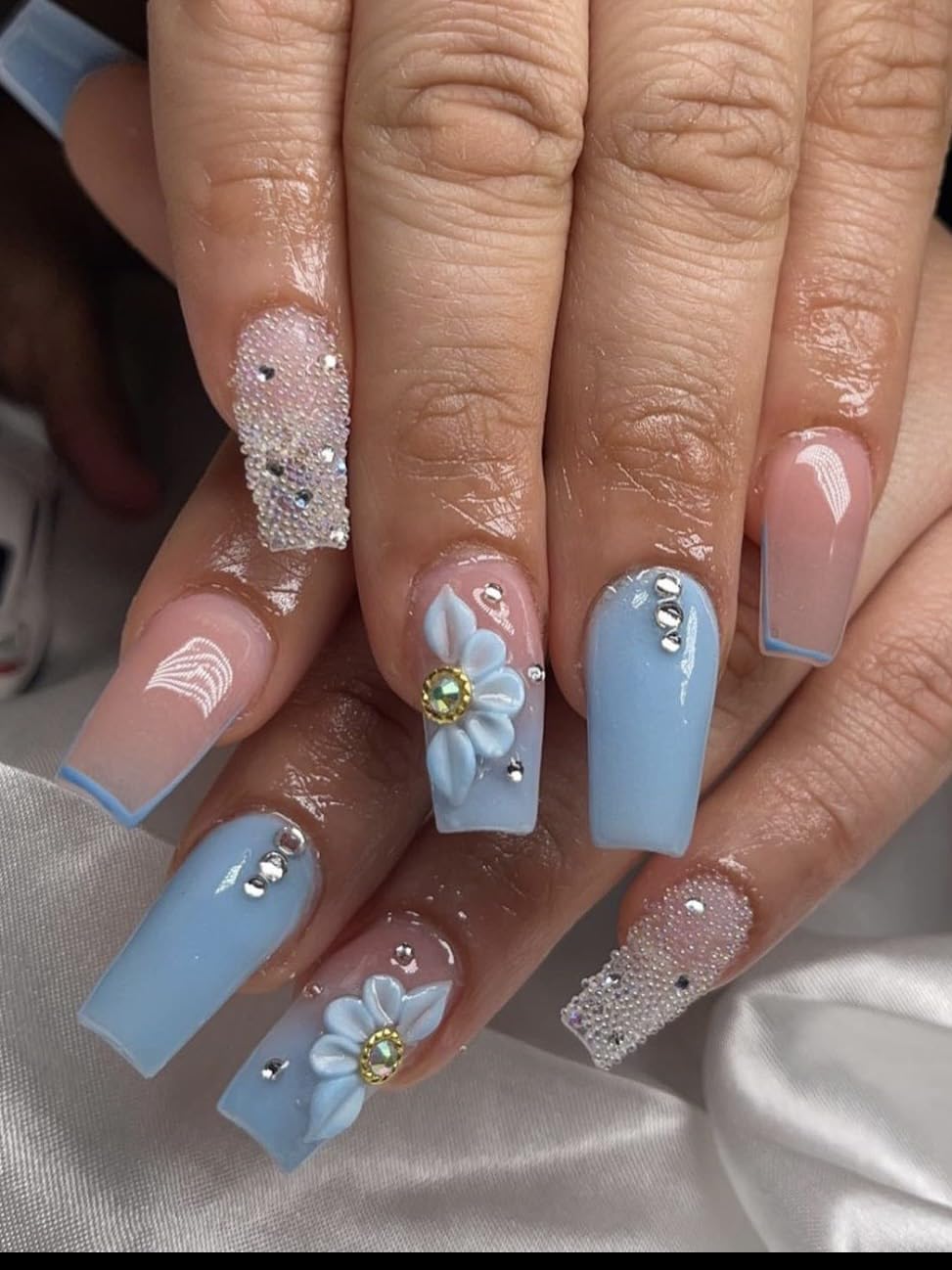 HaFLoNa 3D Poinsettia Flower Nail Charms showing application method